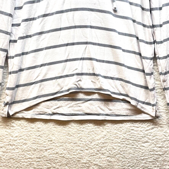 Chaser Womens Hoodie Large Gray White Striped Pullover Knit Athletic Stretch - Picture 5 of 12